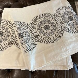 Pottery Barn Pair of linen/cotton blend blackout curtains with embroidery